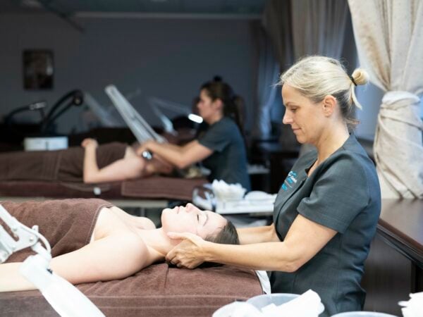 Beauty students working in the salon